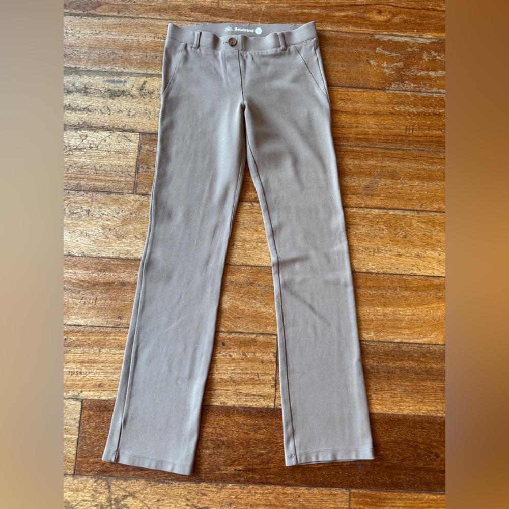 Betabrand Classic Straight Leg pants size S in tan.